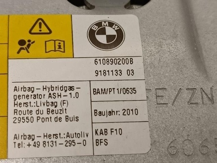 BMW 9181133 5 (F10) 2011 Poduszka chroniąca kolana i stopy prawa strona