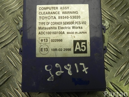 LEXUS 10R-022998, 89340-53020 / 10R022998, 8934053020 IS II (GSE2_, ALE2_, USE2_) 2009 Control unit for park assist