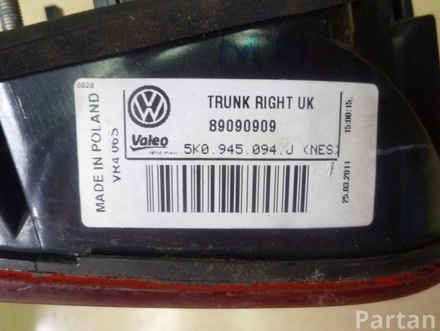 VW 5K0 945 108, 5K0 945 094 J / 5K0945108, 5K0945094J GOLF VI (5K1) 2009 Taillight Right