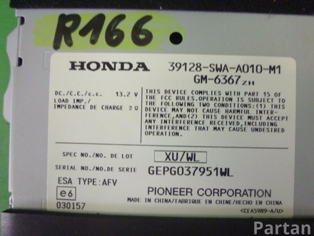 HONDA 39128-SWA-A010-M1 / 39128-SWA-A010 / 39128SWAA010M139128SWAA010 CR-V III (RE_) 2007 Audio Amplifier